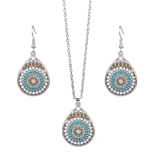 Silvery White jewelry,Other jewelry,Waterdrop Silvery White Necklace and Earrings