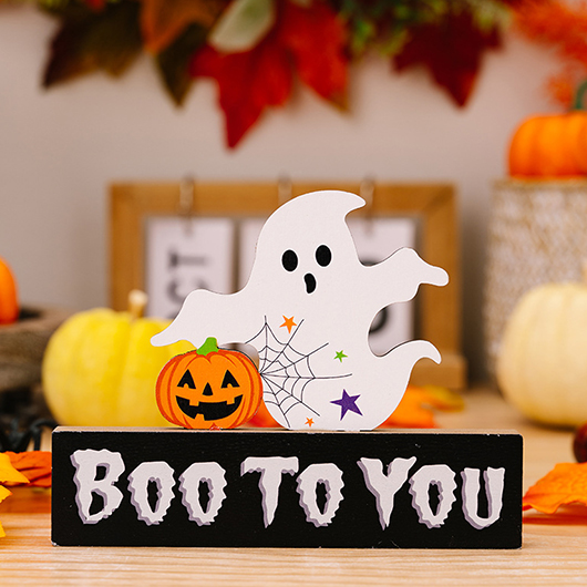 Halloween Print White Letter Pumpkin Decoration