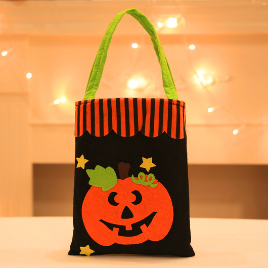 Pumpkin Print Black Open Candy Bag