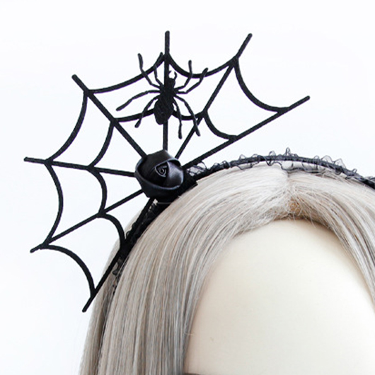 Mesh Detail Spider Black Gothic Headband