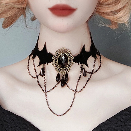 Halloween Hollow Layered Design Black Necklace