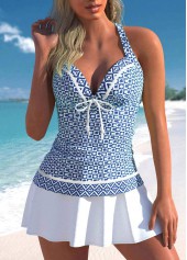 ROTITA Ensemble de tankini bleu clair à imprimé géométrique Criss Cross