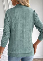 Turquoise tops,Plain Color tops,ROTITA Fake 2in1 Square Neck Long Sleeve Turquoise Sweatshirt