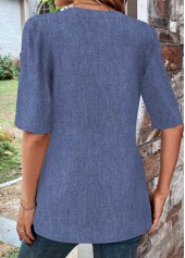 Dusty Blue tops,Tribal tops,ROTITA Fake 2in1 Tribal Print Dusty Blue T Shirt