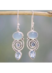 Silvery White Alloy Detail Hot Drilling Earrings