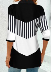 Black tops,White tops,Geometric tops,Striped tops,ROTITA Eyelet Geometric Print Black T Shirt