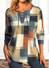 rotita t-shirt multicolore à lacets grande taille