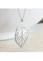 Silver jewelry,Plants jewelry,Leaf Design Alloy Detail Silver Necklace