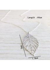 Silver jewelry,Plants jewelry,Leaf Design Alloy Detail Silver Necklace
