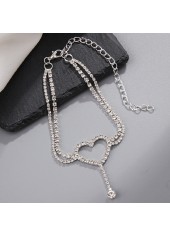 Silver jewelry,Heart jewelry,Heart Design Alloy Detail Silver Anklet