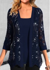ROTITA Navy Scoop Neck Long Sleeve Cardigan and Tank Top