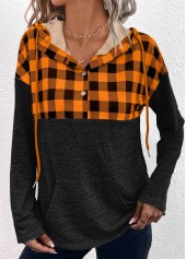 sweat à capuche rotita pocket patchwork noir à manches longues