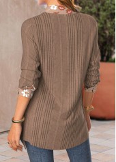 Light Coffee tops,Floral tops,ROTITA Fake 2in1 Floral Print Light Coffee Blouse