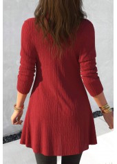 Wine Red tops,Geometric tops,ROTITA Fake 2in1 Geometric Print Wine Red T Shirt