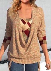 Rotita Patchwork-Sweatshirt mit geometrischem Print und mehrfarbigem drapiertem Halsausschnitt