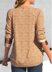 Multi Color tops,Geometric tops,Striped tops,Plaid tops,ROTITA Patchwork Geometric Print Multi Color Draped Neck Sweatshirt