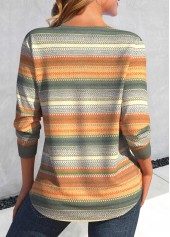 Multi Color tops,Striped tops,Geometric tops,ROTITA Lace Up Striped Multi Color T Shirt