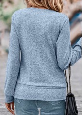 Dusty Blue tops,Plants tops,Floral tops,ROTITA Fake 2in1 Random Floral Print Dusty Blue Sweatshirt