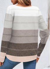 Multi Color tops,Striped tops,Geometric tops,ROTITA Button Multi Color Round Neck T Shirt