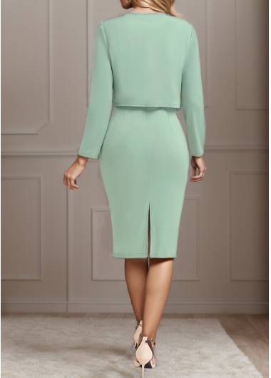 Sage Green dresses,Geometric dresses,Striped dresses,Party dresses,Elegant dresses,ROTITA Two Piece Geometric Print Sage Green Dress and Cardigan