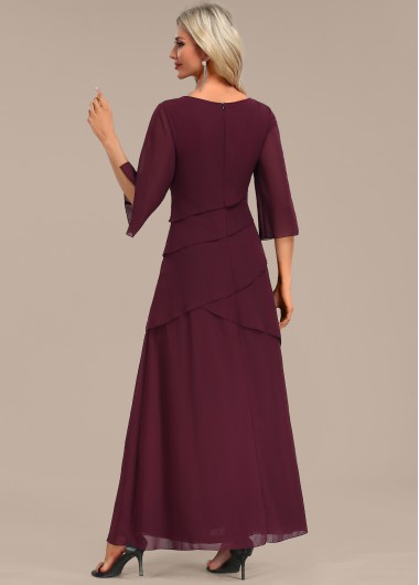 Wine Red dresses,Plain Color dresses,Party dresses,Elegant dresses,ROTITA Breathable Wine Red A Line Maxi Dress