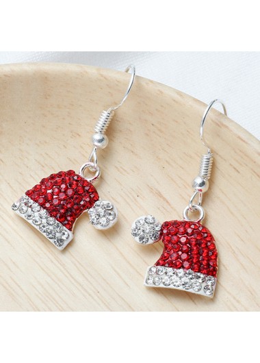 Wine Red Hot Drilling Alloy Earrings product