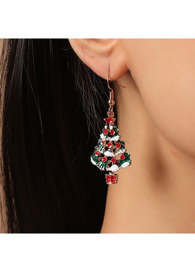Red Christmas Patchwork Alloy Detail Earrings product