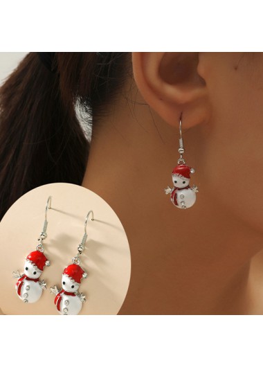 Red Christmas Patchwork Alloy Detail Earrings