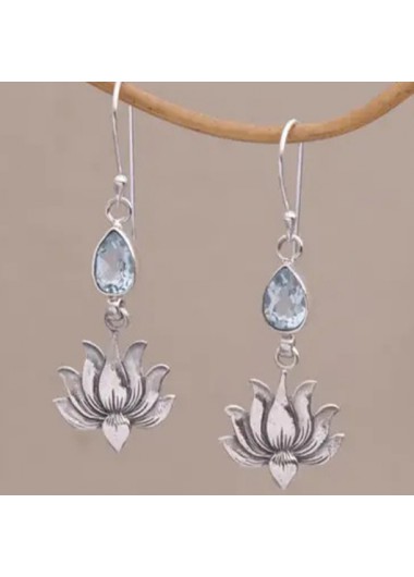 Floral Design Waterdrop Silvery White Earrings