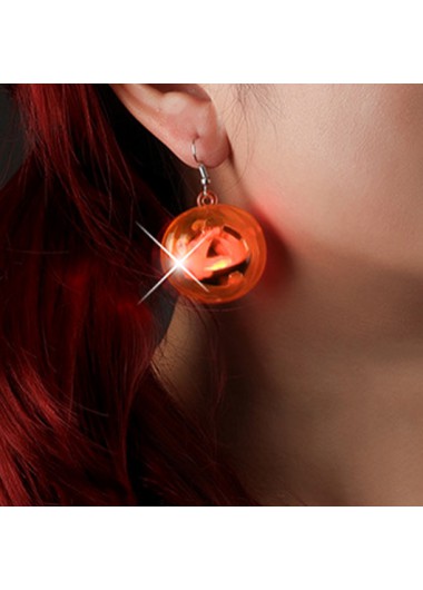Pumpkin Design Plastic Detail Orange Earrings