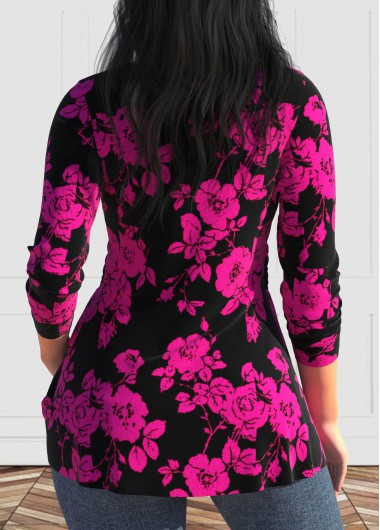 Hot Pink plus size,Black plus size,Floral plus size,Plants plus size,ROTITA Valentine's Day Plus Size Twist Hot Pink T Shirt