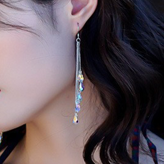 Asymmetrical Tassel Multi Color Alloy Earrings