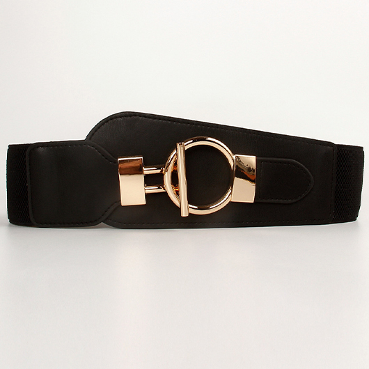 Black Stretchy Design Faux Leather Belt