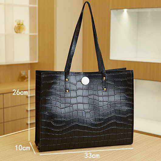 Black accessories,Plain Color accessories,Black PU Detail Magnetic Shoulder Bag