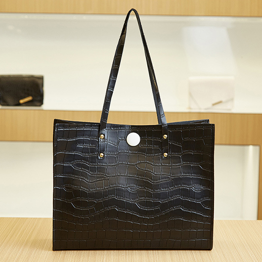 Black accessories,Plain Color accessories,Black PU Detail Magnetic Shoulder Bag