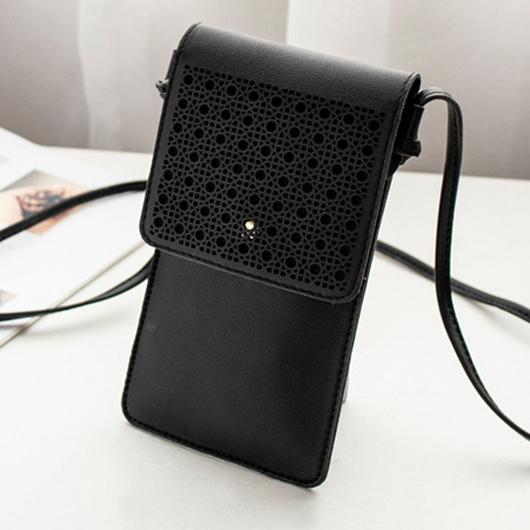 Black Hollow Design Magnetic Crossbody Bag