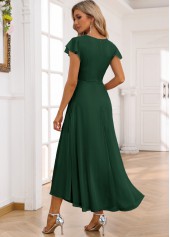 Blackish Green dresses,Plain Color dresses,Party dresses,Elegant dresses,ROTITA Twist Blackish Green High Low V Neck Dress