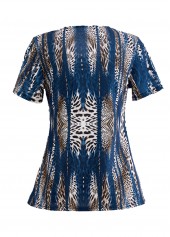 Peacock Blue tops,Leopard tops,Striped tops,ROTITA Fake 2in1 Leopard Peacock Blue T Shirt