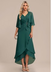 rotita ourlet festonné vert robe haute basse et cardigan