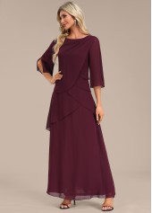 Wine Red dresses,Plain Color dresses,Party dresses,Elegant dresses,ROTITA Breathable Wine Red A Line Maxi Dress