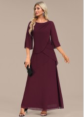 Wine Red dresses,Plain Color dresses,Party dresses,Elegant dresses,ROTITA Breathable Wine Red A Line Maxi Dress