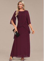 Wine Red dresses,Plain Color dresses,Party dresses,Elegant dresses,ROTITA Breathable Wine Red A Line Maxi Dress