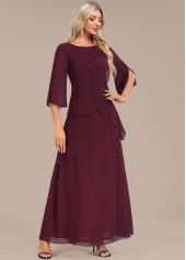 Wine Red dresses,Plain Color dresses,Party dresses,Elegant dresses,ROTITA Breathable Wine Red A Line Maxi Dress