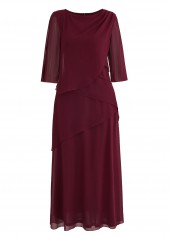 Wine Red dresses,Plain Color dresses,Party dresses,Elegant dresses,ROTITA Breathable Wine Red A Line Maxi Dress