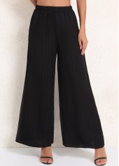 Black bottoms,Plain Color bottoms,Ruched Black Elastic Waist High Waisted Pants