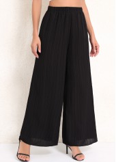 Black bottoms,Plain Color bottoms,Ruched Black Elastic Waist High Waisted Pants