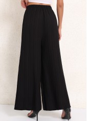 Black bottoms,Plain Color bottoms,Ruched Black Elastic Waist High Waisted Pants