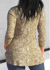 Light Camel tops,Plain Color tops,ROTITA Twist Light Camel Heart Collar T Shirt