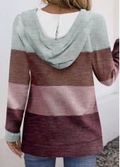 Multi Color tops,Striped tops,ROTITA Pocket Striped Multi Color Long Sleeve Hoodie