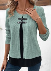 rotita sage vert col rond faux deux pièces twinset